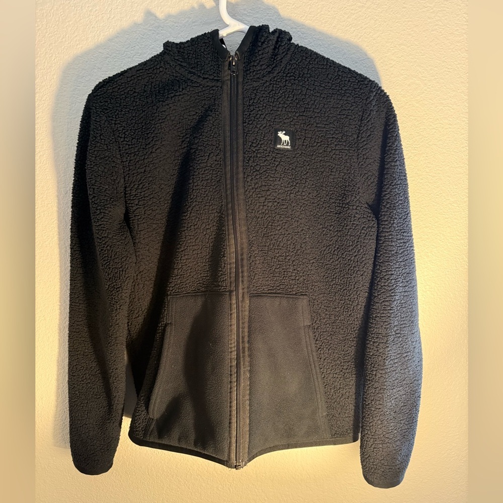 Abercrombie & Fitch Black Sherpa Fleece Zip-Up Hoodie – Youth Size 15/16
